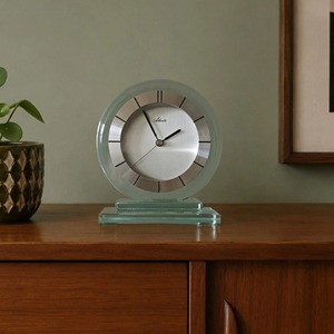 New Arrival Glass Desk <b>Clock</b> Circular Modern Design Quartz Movement Silent Non Ticking <b>Battery</b> Operated - Product Image 3