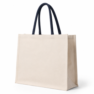 กระเป๋าผ้าแคนวาสเคลือบลามิเนต 300 GSM ขนาด 40x35x16 ซม. สีน้ำเงิน หูหิ้วบุผ้าฝ้าย รับทำโลโก้ตามสั่ง ขายส่ง กระเป๋าช้อปปิ้งสำหรับโปรโมชั่น - Product Image 2