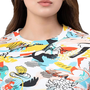 เสื้อยืดคอกลมแขนสั้นผู้หญิงแบบสั่งทำ OEM ทรงปกติ ระบายอากาศได้ดี ผลิตจากผ้าถักโพลีเอสเตอร์ 100% สไตล์ลำลองสำหรับฤดูใบไม้ผลิและฤดูร้อน - Product Image 6