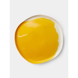 Plateau de service en métal émaillé fait main, forme irrégulière, jaune, plateau décoratif moderne pour la maison, l'hôtel, vente en gros - Product Image 1