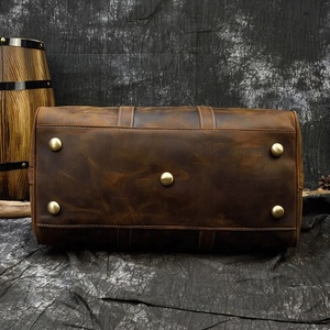 Bolsa de Viaje de Fin de Semana Elegante y Transpirable de Cuero Marrón, Bolsa de Lona para Maquillaje con Doble Compartimento para Zapatos, Bolsas de Viaje de Cuero - Product Image 3
