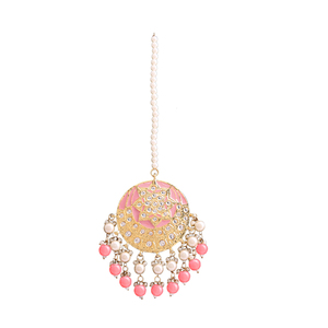 เครื่องประดับมงกุฎแบบอินเดีย Kundan สำหรับผู้หญิง ลายดอกไม้ ชุบทอง ประดับด้วยพลอยมรกต ขายส่ง สไตล์โบฮีเมียน - Product Image 1