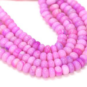 Hermosas cuentas de ópalo rosa lila oscuro en forma de rondel liso, cuentas de ópalo rosa en forma de rondel liso de 16 pulgadas, cuentas de piedras preciosas de CALIDAD, joyería. - Product Image 4