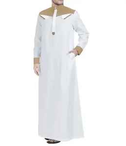 Vêtements arabes pour hommes musulmans, robe Abaya ample à col montant, patchwork, manches longues, Moyen-Orient, Islamique, Dubaï, Jubba, Thobe, poches - Product Image 2