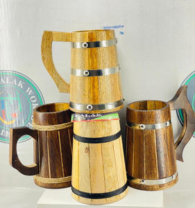 แก้วมักทำด้วยมือแบบคลาสสิกสำหรับโรงแรมบ้านสำนักงานแก้วเบียร์และชาทำจากไม้ - Product Image 3