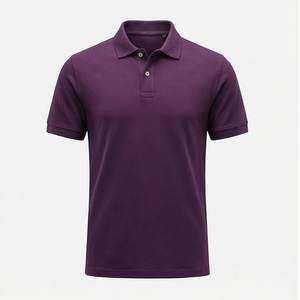 Polo pour homme en piqué 100% coton, manches courtes, violet, décontracté, respirant, coupe classique, design tricoté uni - Product Image 1