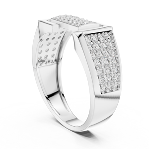 Bague REGAL LOCK PAVE en diamant de laboratoire taillé, en or blanc 18 carats plaqué rhodium, pour mariage, fiançailles, cadeau, usage quotidien, bureau, homme - Product Image 2