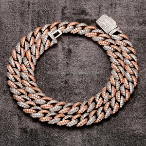S925 Sterling Silver Yellow Gold Rhodium Plated Bezel Setting <b>Rope</b> <b>Chain</b> 6mm-18mm Zircon Iced Necklace for Gift - Product Image 3