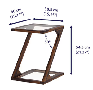 Modern Wood Nightstand With Glass Top And <b>Shelf</b> Midcentury Design Bedroom Furniture - Product Image 6