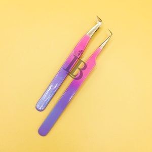 Offres Exceptionnelles : Pinces à Cils en Vison Durables Rose Ombré pour Extensions de Cils, Pinces Plates avec Logo Offert - Product Image 5