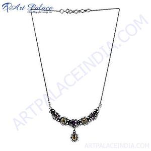 สร้อยคอเงินอเมทิสต์และซิทรีน - Product Image 1
