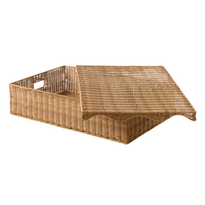 Large Rattan Underbed Storage Basket With Scalloped Lid Bulk, Handcrafted Wicker Laundry Clothes <b>Hamper</b> <b>Box</b> Manufacturer Vietnam - Product Image 3