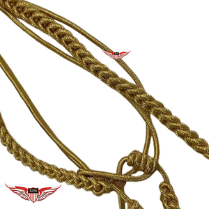 Cordon d'aiguillette cérémoniel doré tressé avec embouts métalliques, cordon d'aiguillette d'épaule - Product Image 4