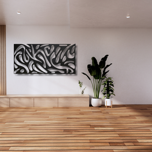 Panel de Arte Metálico de Paisaje Abstracto, Escultura de Pared de Hierro Cortada con Láser, Silueta Moderna Minimalista Geométrica, Decoración Colgante - Product Image 4