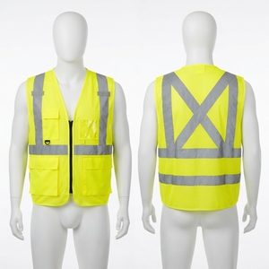 Chaleco de Seguridad de Alta Visibilidad con Certificación CE, Malla de Poliéster Antiarrugas de 120 GSM, Cinta Reflectante Naranja y Plateada, Múltiples Bolsillos, Ropa de Trabajo Personalizada - Product Image 5