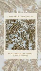 Luxury hand embroidered beaded <b>fabric</b> with pearls & <b>sequins</b>. Elegant premium quality perfect for bridal & designer wear - Product Image 2