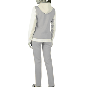 Women's Gray Solid Breathable 2 in 1 Split Hem <b>Hooded</b> Tracksuit Set Full Sleeve Regular Fit Side Pockets Half <b>Zip</b> Casual Winter - Product Image 2