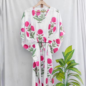 Wholesale Hand Block Printed Cotton <b>Kaftan</b> <b>Beach</b> <b>Kaftan</b> Girls Party Dress Wear Night Maxi Dress Sustainable Summer - Product Image 2