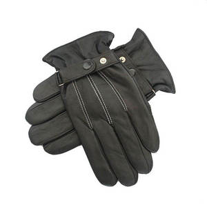 Black Leather <b>Touchscreen</b> <b>Gloves</b> Windproof Warm Wrist Length Winter Driving Outdoor Use - Product Image 1