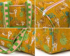 กระเป๋าเดินทางแบบมีซิป VEER HANDIRCRAFTS รุ่น QB-006 ลายดอกไม้ ผ้าโพลีเอสเตอร์บุผ้าฝ้าย ขนาดใหญ่ จุของได้เยอะ เหมาะสำหรับเดินทางช่วงสุดสัปดาห์ - Product Image 4