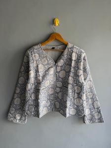 Chaqueta acolchada de algodón con estampado floral para mujer, cárdigan con cuello en V, ropa exterior informal transpirable, regalo para ella - Product Image 1