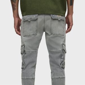 Nuevo diseño, precios razonables, jeans cargo para hombre de color azul claro, casuales, con múltiples bolsillos y logotipo personalizado, de alta calidad. - Product Image 4
