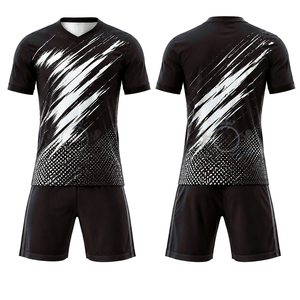 Conjunto de Camiseta de Fútbol Amarilla para Hombre, Cuello en V, Manga Corta, Estampado Degradado Sublimado, Malla Transpirable, Ropa Deportiva para Todas las Temporadas - Product Image 4