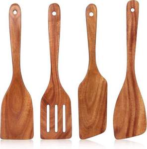 Ensemble de 6 spatules en bois durables et écologiques de couleur naturelle pour des expériences culinaires authentiques, ustensiles antiadhésifs - Product Image 3