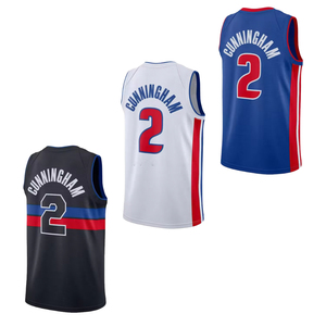 Maillot de basket-ball américain pour hommes en maille respirante de haute qualité 2026 # 2 uniformes de basket-ball Cunningham Detroit Pistons USA - Product Image 6