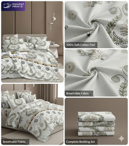 Parure de draps King Size en gros avec drap plat et drap-housse, style hôtel de luxe, imprimé rayé, 400 fils/cm², toutes saisons - Product Image 2