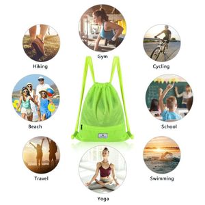 Zaino con Coulisse Pieghevole, Borsa Sportiva Grande con Tasca con Cerniera, Borsa da Palestra per Nuoto, Scomparto Scarpe in Nylon Poliestere - Product Image 6