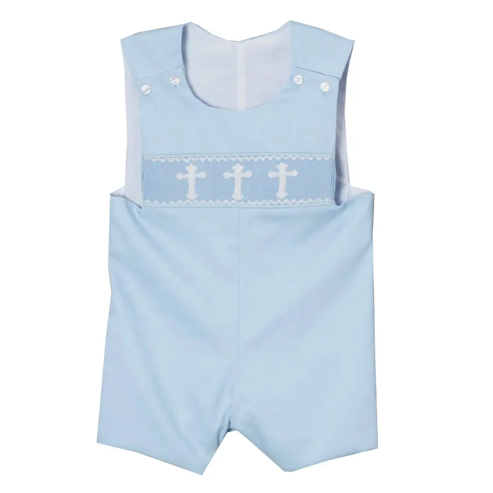 Clothing Sets Baby Boys Cute Light Blue Smocked Cross Easter Shortall baby boys easter outfits from Viet Nam