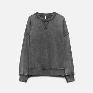Sudadera Oversize Vintage para Mujer con Efecto Lavado Ácido, Cuello Redondo, Forro Polar, Estilo Urbano, Ajuste Holgado - Product Image 3