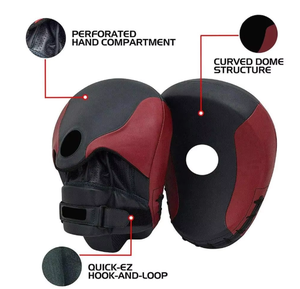 Casque de boxe professionnel PROFIT SPORTS en cuir noir et rouge, respirant, lavable, élastique, équipement de protection pour adultes unisexe avec fixation à crochet - Product Image 1