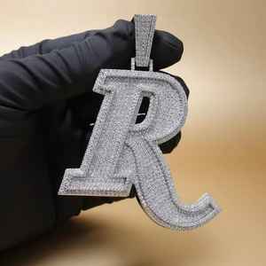 Pendentif personnalisable avec initiale, diamant Moissanite VVS, pendentif Hip Hop, bijoux pour rappeurs, pendentif en argent 925 pour cadeaux - Product Image 4