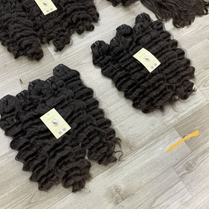 Cheveux vietnamiens birmans bouclés cheveux bruts vague profonde naturel noir complet cuticules alignés faisceau extensions de trame - Product Image 4