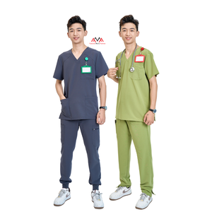 Unisex Cotton Worsted Fabric Scrub Uniform Medical <b>Doctor</b> <b>Set</b> OEM Factory Custom Logo Design Hospital Clothing Needle Detection - Product Image 2