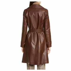 Custom Women's Long Leather Jacket Premium Autumn Waterproof Breathable Leather Jacket OEM ODM Custom Fashion - Product Image 4