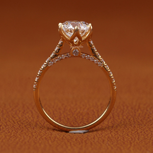 Bague de fiançailles en diamant de laboratoire taille ronde, bague solitaire pavée, bague de mariage en or massif 14 carats, bijoux fins pour femmes - Product Image 5