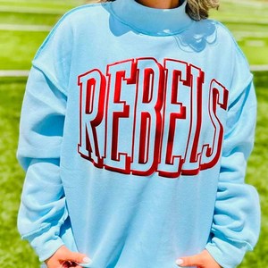 Rebels Premium <b>Mock</b> <b>Neck</b> Sweatshirt Greek Sorority Fraternity Letter Chenille Embroidery Cotton Fleece Apparel - Product Image 5