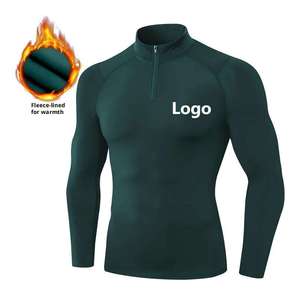 Men's Quarter Zip Fleece Pullover Thermal Compression Shirt Running Lightweight Sweatshirt Long Sleeve Polo Shirts Wholesale OEM - Product Image 1