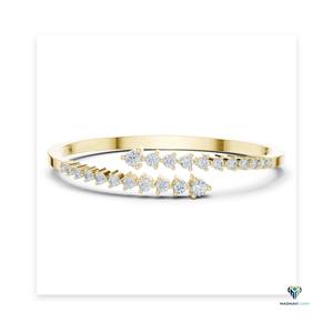 1.96 CT Yellow <b>Gold</b> Round Lab Grown Diamond Bypass Bracelet in 14K <b>Solid</b> <b>Gold</b> - Product Image 6