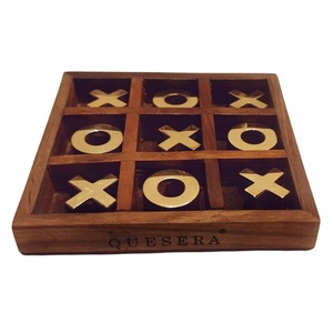 เกมติ๊กแท็กโท XO ไม้มะม่วงและทองเหลือง ดีไซน์สั่งทำพิเศษ สำหรับครอบครัวและเพื่อนฝูง เกมบนโต๊ะสำหรับงานปาร์ตี้ ขายตรงจากโรงงาน - Product Image 1