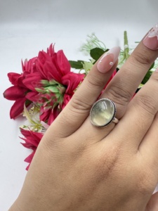 Natural Prehnite Oval Silver Plated <b>Ring</b> Handmade <b>Statement</b> Gemstone <b>Ring</b> for Women Boho Fashion Jewelry - Product Image 6