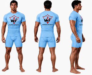 Warpro Industry Men's Short Sleeve Rash Guard <b>Compression</b> <b>Shirt</b> Quick Dry Printed Sport Top Blue - Product Image 6