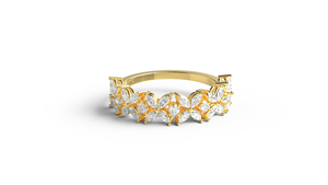 Modern 18K Gold Marquise Round Diamond Floral Cluster Ring Eternity Wedding Ring Unique Bridal Ring Jewelry Gift for Women - Product Image 1