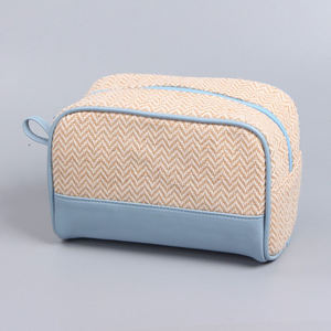 Bolsa de Cosméticos de Yute Ecológica Natural con Cierre, Organizador de Maquillaje Reutilizable, Bolsa de Viaje - Product Image 1