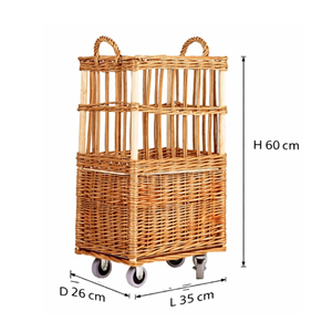 Factory Price Rattan Basket With Wheels, Custom Hand-Woven Supermarket Bread Merchandise Display <b>Trolley</b>, Eco-Friendly Vietnam - Product Image 2