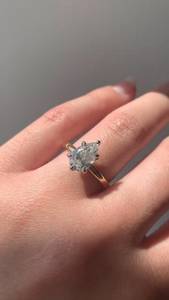 1.75 Carat Pear Cut Lab Grown Diamond Gold Engagement <b>Ring</b> for Women | Hidden Halo <b>Solitaire</b> Wedding Anniversary <b>Ring</b> | Luxury - Product Image 4