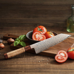 Couteau de chasse artisanal en acier damas cuivré, motif personnalisé, lame fixe, couteau de survie pour le camping en plein air avec manche en bois - Product Image 2